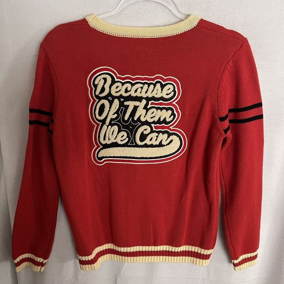 Because Of Them We Can Tuskegee Letterman Cardigan Sweater Burnt Orange Adult S - Picture 5 of 8